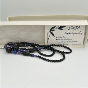 Kimba Handmade Jewelry - Vintage Black and Purple Beaded Necklace